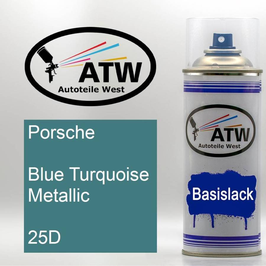 Porsche, Blue Turquoise Metallic, 25D: 400ml Sprühdose, von ATW Autoteile West.